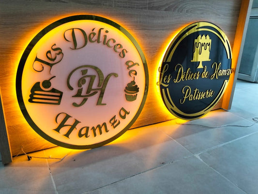 لافتة شعار أعمال مستديرة، لافتات حائط ثلاثية الأبعاد