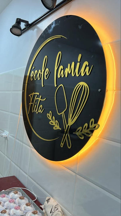 لافتة شعار أعمال مستديرة، لافتات حائط ثلاثية الأبعاد